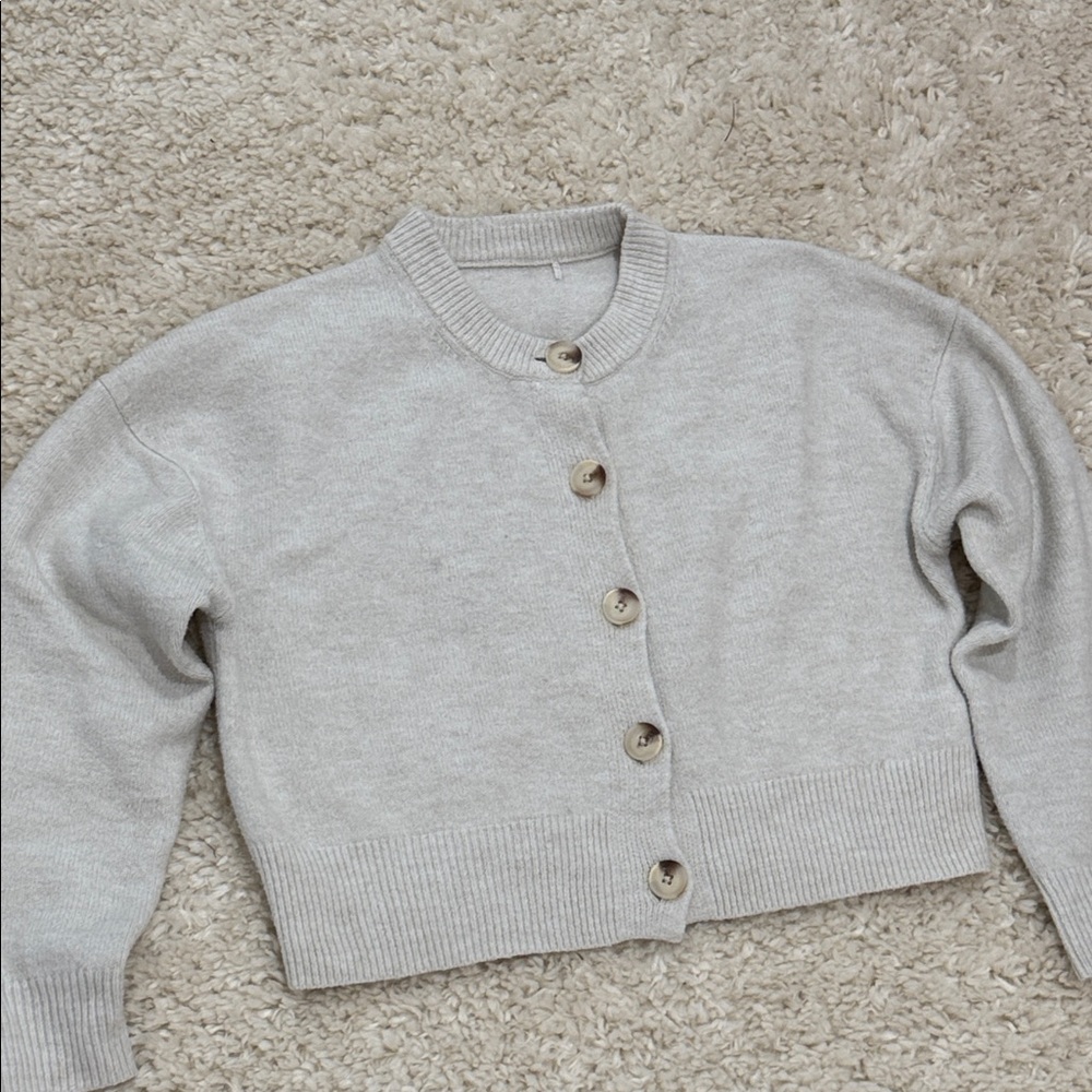 Women's Gray Button-Up Sweater